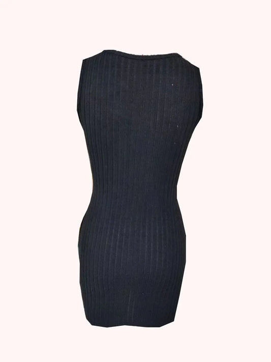 bodycon Button Pocket Dress Sleeveless